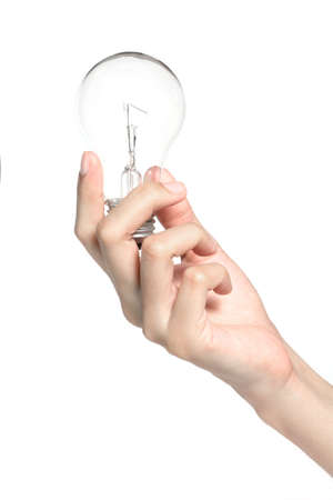 Hand holding light bulbの写真素材