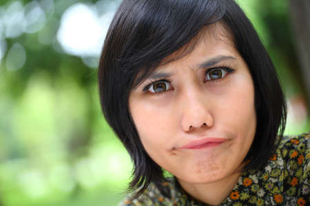 asian female smiling park-outdoor の写真素材