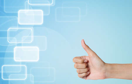 hand thunb up-like icon on modern abstract background  