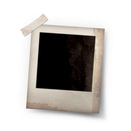 old photo frame stick on white background 