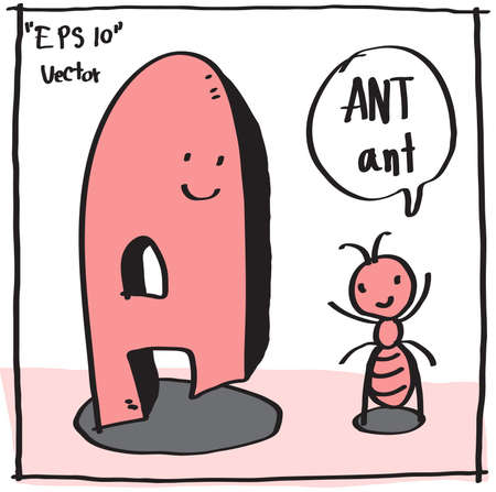 A-Ant cartoon alphabet ,vectorのイラスト素材