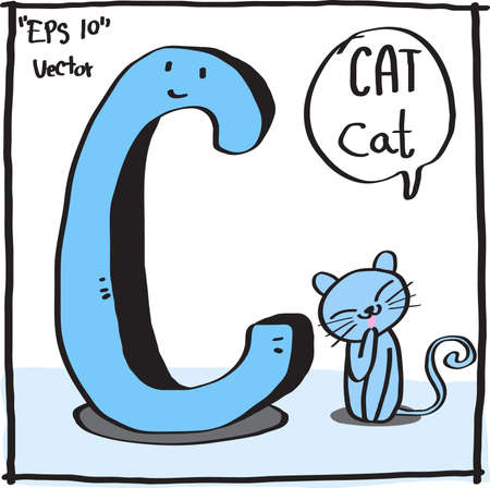 C Cat  cartoon alphabet ,vectorのイラスト素材