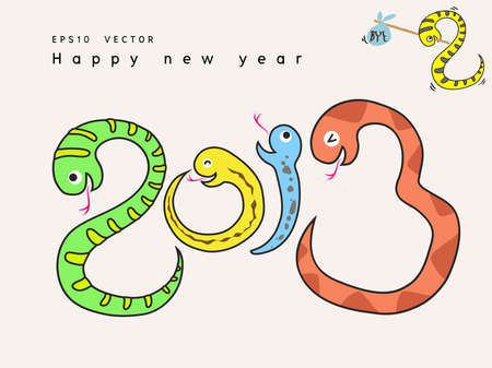 2013 snake icon cartoonのイラスト素材