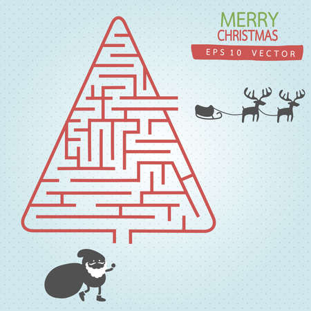 Santa with Maze Christmas tree  vectorのイラスト素材