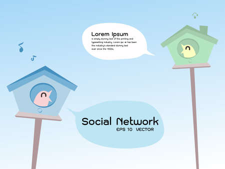 social network bird, vectorのイラスト素材