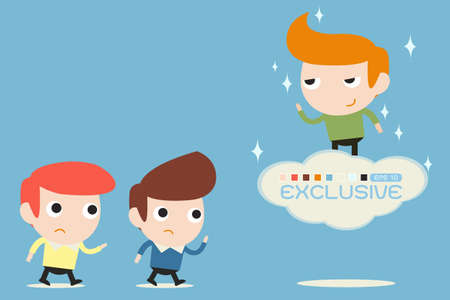 Exclusive people on cloudのイラスト素材