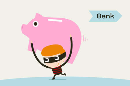 thief and piggy bank のイラスト素材