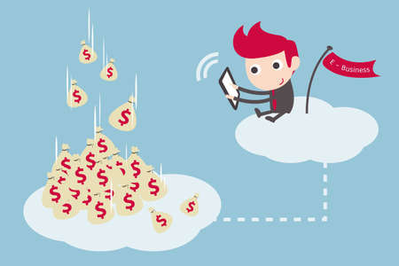 businessman working on cloud,  cartoon.のイラスト素材