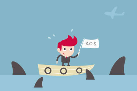 man surrounded by sharks. investment concept.のイラスト素材