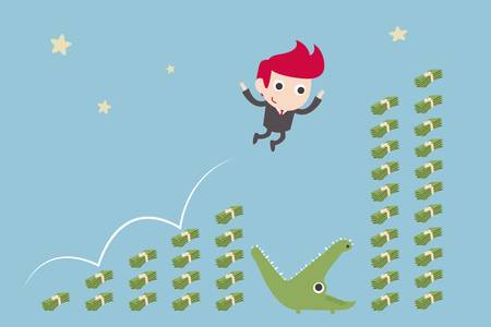 Man overcoming an obstacle to success のイラスト素材