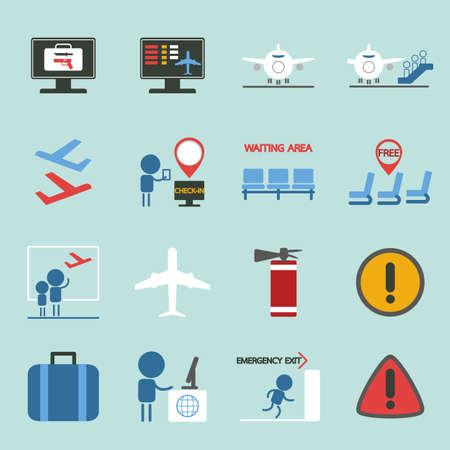 airport icons set design, vectorのイラスト素材
