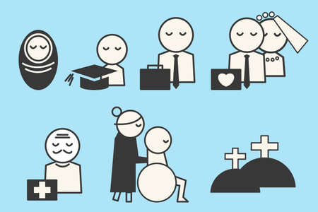 time of life icons, vectorのイラスト素材