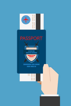 hand holding passport, vectorのイラスト素材