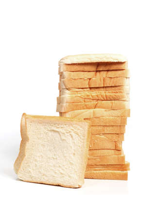 sliced bread isolated on whiteの写真素材
