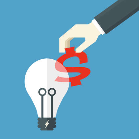 bulb idea and money, vectorのイラスト素材