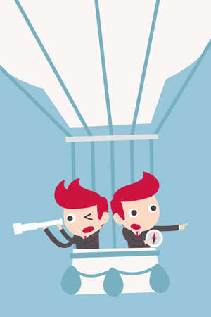 businessman debating on balloon, business cartoon concept vectorのイラスト素材
