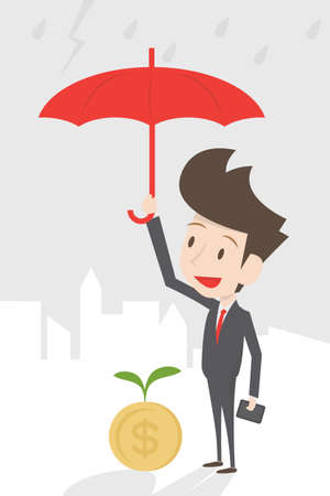 businessman protecting money, vectorのイラスト素材
