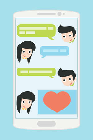 people chatting on mobile phone, vectorのイラスト素材