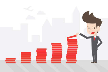 Successful business man and chart, vector.のイラスト素材