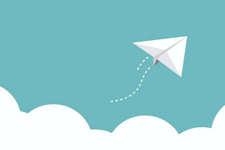 paper plane over cloud, vectorのイラスト素材