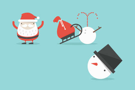 Funny Santa and snowman accident, vectorの写真素材