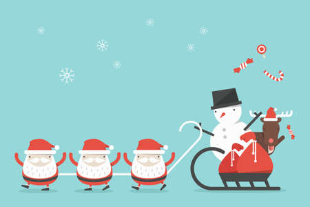 funny christmas cartoon background, vectorのイラスト素材