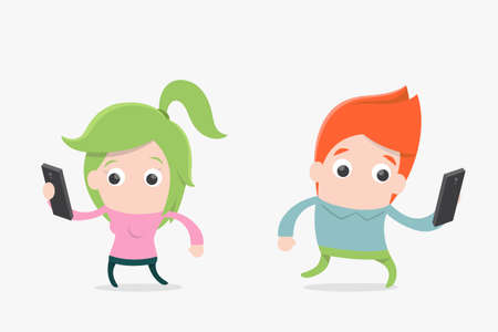 people using mobile phone , vectorのイラスト素材