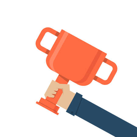 hand holding trophy, vector のイラスト素材