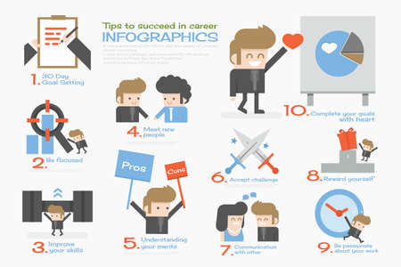 succeed businessman  info graphics flat designのイラスト素材