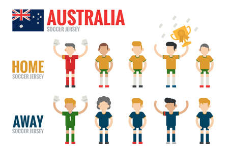 Australia soccer team character flat design, vector のイラスト素材