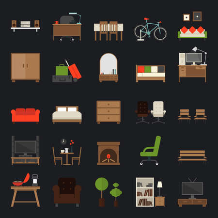 Furniture Icons Flat Design , vector.のイラスト素材