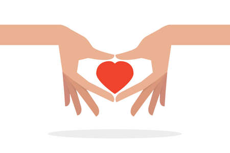 hands and heart flat design, vectorのイラスト素材