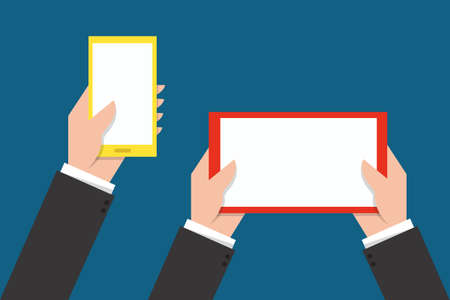 Hand Touching phone and tablet screenのイラスト素材