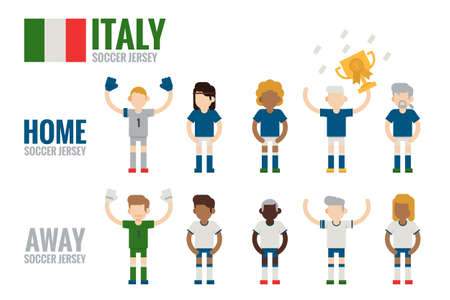 Italy soccer team character flat design, vector.のイラスト素材