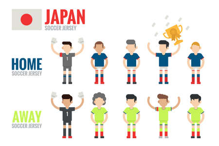 Japan soccer team character flat design, vector.のイラスト素材
