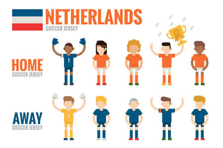 Netherlands soccer team character flat design のイラスト素材
