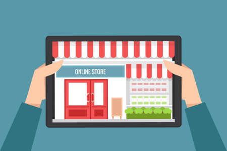 online shopping concept, vector flat designのイラスト素材