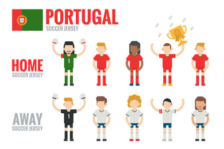 Portugal soccer team character flat design, vector のイラスト素材