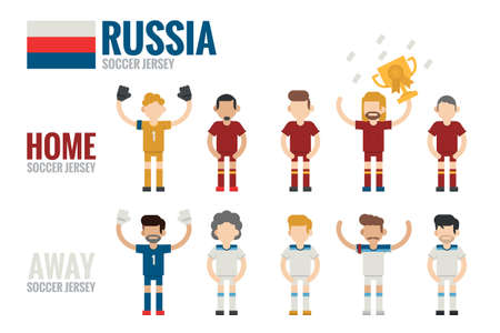 Russia soccer team character flat design, vectorのイラスト素材