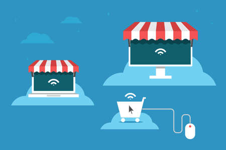 Online store flat design, vectorのイラスト素材