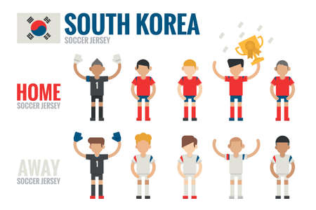South Korea soccer team icons flat design のイラスト素材