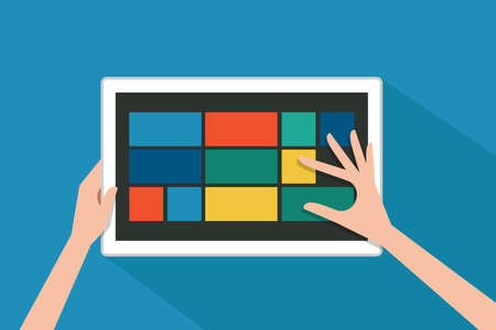 Hand and tablet flat design, vectorのイラスト素材