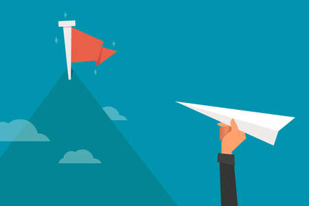 Hand throwing Paper plane flat designのイラスト素材