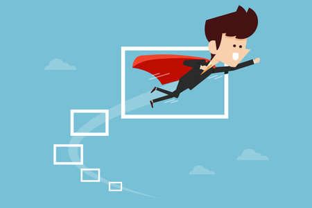 Businessman flying through Obstacles , flat designのイラスト素材
