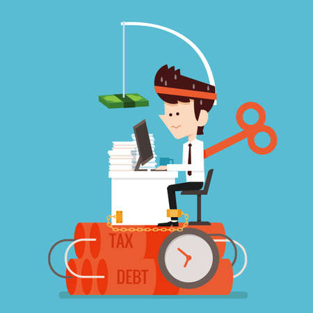 Businessman working Stressed flat designのイラスト素材