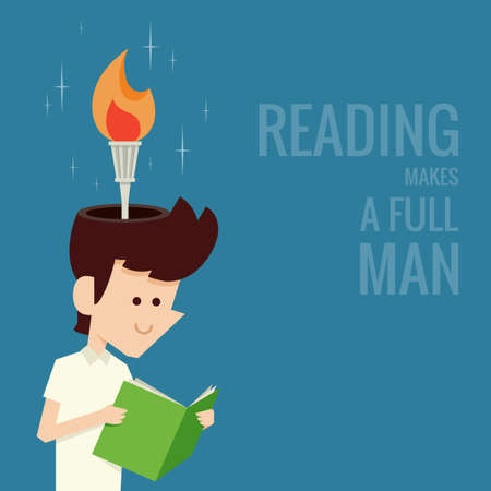 Reading concept flat design, vectorのイラスト素材