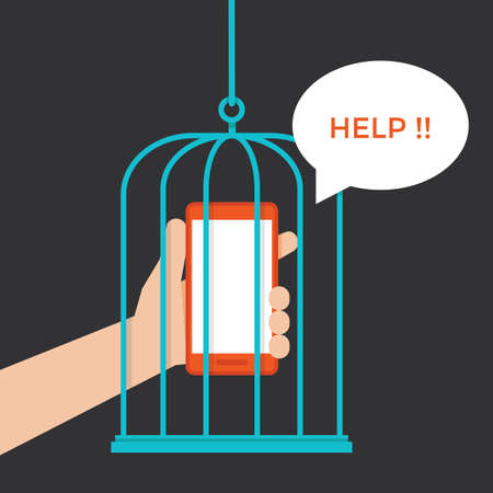 Smartphone addiction flat designのイラスト素材