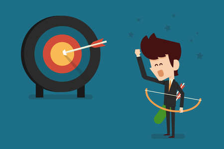 businessman and success target flat design, vector.のイラスト素材