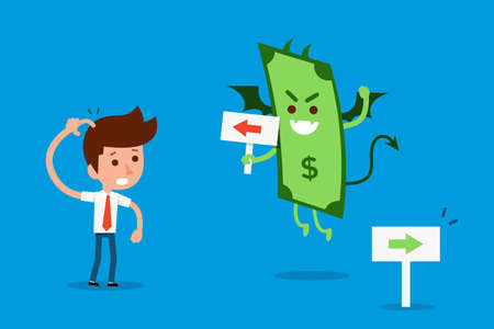 Bribe money devil, business concept cartoon.のイラスト素材