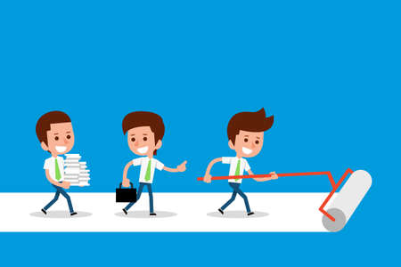 Teamwork concept business cartoon, vector.のイラスト素材